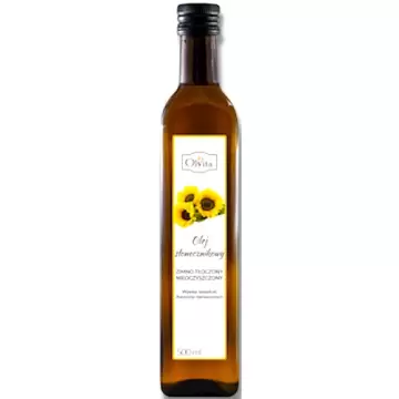 OlVita Olej słonecznikowy tłoczony na zimno nieoczyszczony 500ml NNKT Omega-6