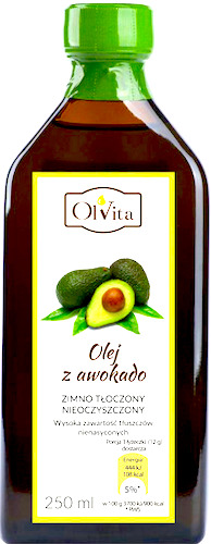 OlVita Olej z awokado tłoczony na zimno nieoczyszczony 250ml  avocado