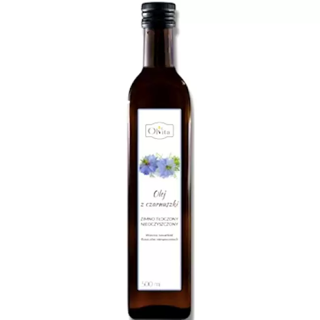 OlVita Olej z czarnuszki egipskiej tłoczony na zimno nieoczyszczony 500ml NNKT Egipt