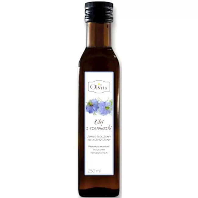 OlVita Olej z czarnuszki egipskiej tłoczony na zimno nieoczyszczony 250ml NNKT Egipt