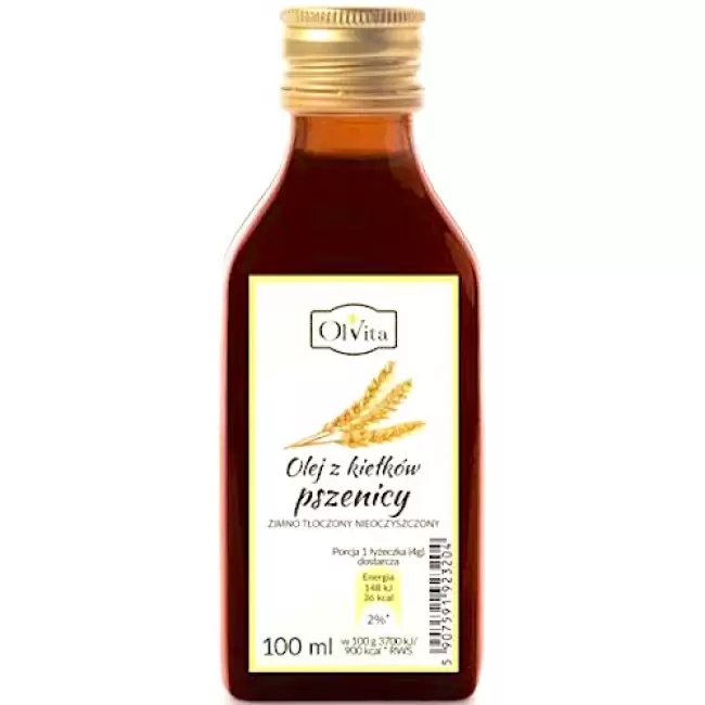 OlVita Olej z kiełków pszenicy tłoczony na zimno nieoczyszczony 100ml Omega-3