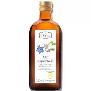 OlVita Olej z nasion ogórecznika tłoczony na zimno nieoczyszczony 250ml NNKT KRÓTKA DATA