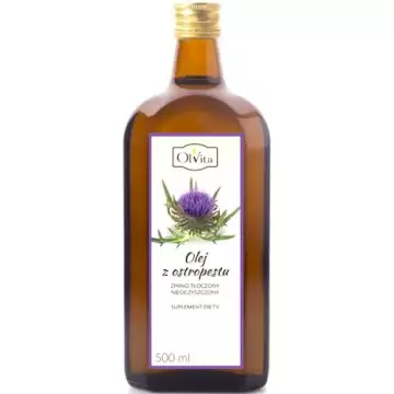 OlVita Olej z ostropestu tłoczony na zimno nieoczyszczony 500ml - suplement diety Wątroba