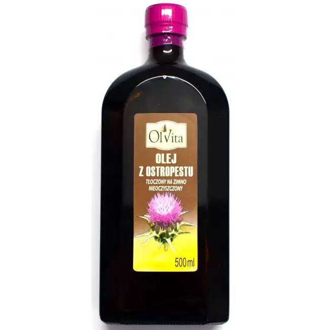 OlVita Olej z ostropestu tłoczony na zimno nieoczyszczony 500ml - suplement diety Wątroba