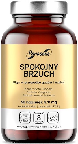 Panaseus Spokojny brzuch 50kaps vege Koper, Szałwia, Triphala, Mniszek - suplement diety