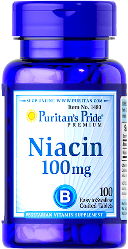 Puritan\'s Pride Niacyna Niacin 100mg 100tab - suplement diety Witamina B3 PP Kwas Nikotynowy