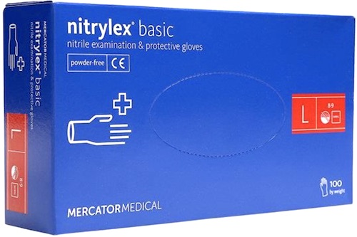 Rękawice nitrylowe niebieskie ochronne Nitrylex Basic bezpudrowe jednorazowe rozmiar L 100szt 