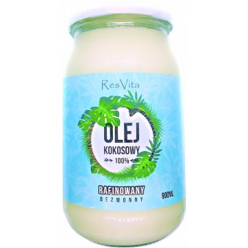 ResVita Olej Kokosowy Rafinowany Bezwonny 900ml Bezzapachowy