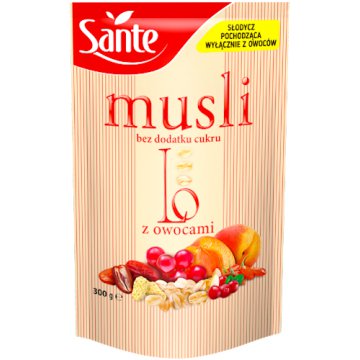 Sante Musli Lo z Owocami i Inuliną 300g Bez dodatku cukru konserwantów i barwników