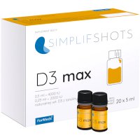 Simplifshots D3 MAX 20 x 5ml 40.000IU - suplement diety Witamina D-3 Odporność Kości Zęby
