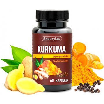 Skoczylas Kurkuma, Piperyna, Imbir 60kaps vege - suplement diety Resweratrol Kwercetyna