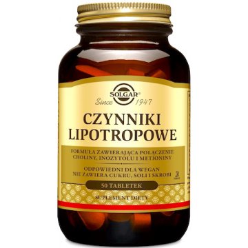SOLGAR Czynniki lipotropowe 50tab vege - suplement diety Wątroba, Odchudzanie