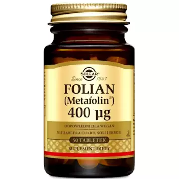 SOLGAR Folian Metafolin 400mcg 50tabs vege - suplement diety MTHFR