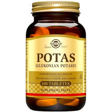 SOLGAR Potas Glukonian 396mg 100tab vege - suplement diety Ciśnienie, Nerwy, Mięśnie