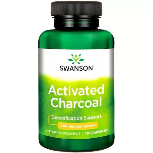 Swanson Aktywny Węgiel Drzewny (Activated Charcoal) 260mg 120kaps - suplement diety