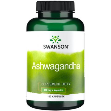 Swanson Ashwagandha 450mg 100kaps Żeń-Szeń indyjski - suplement diety Witalność Stres Libido Pamięć
