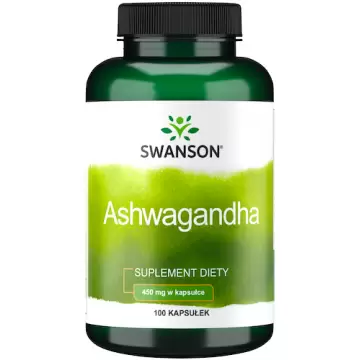 Swanson Ashwagandha 450mg 100kaps Żeń-Szeń indyjski - suplement diety Witalność Stres Pamięć