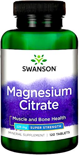 Swanson Cytrynian Magnezu 120tab 225mg - suplement diety