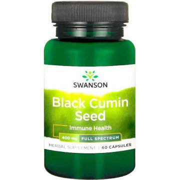 Swanson FS Black Cumin Seed Nasiona Czarnego Kminu 400mg 60kaps Czarnuszka - suplement diety