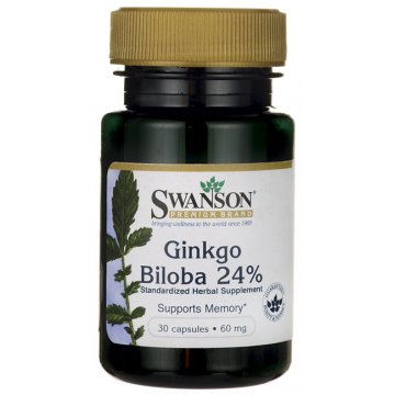 Swanson Ginkgo Biloba extract 24% 60mg 30kaps Miłorząb - suplement diety