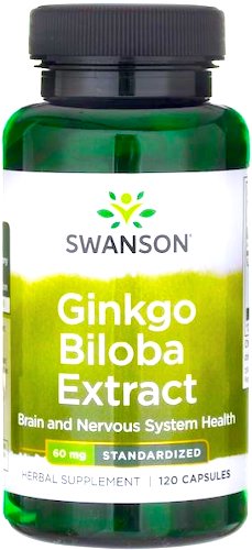Swanson Ginkgo Biloba extract 24% 60mg 120kaps Miłorząb - suplement diety
