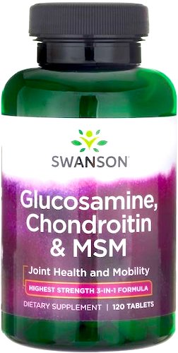 Swanson Glukozamina, Chondroityna & MSM 250mg 120tabs - suplement diety