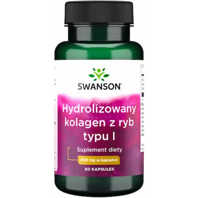 Swanson Hydrolizowany kolagen morski z ryb typu I 400mg 60kaps - suplement diety Fish Marine