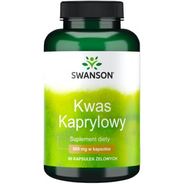 Swanson Kwas kaprylowy (Caprylic Acid) 600mg 60kaps - suplement diety Grzybica Drożdżaki Candida