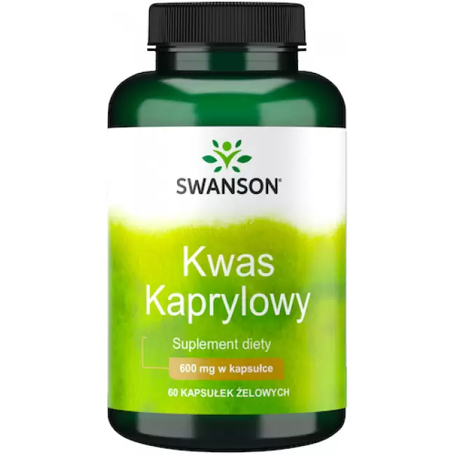 Swanson Kwas kaprylowy (Caprylic Acid) 600mg 60kaps - suplement diety Grzybica Drożdżaki Candida