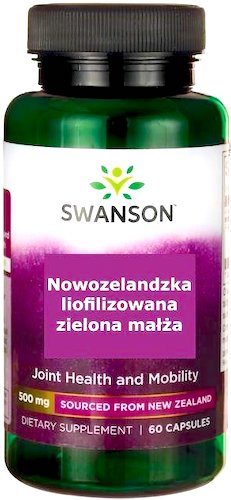Swanson Nowozelandzka liofilizowana zielona małża 500mg 60kaps - suplement diety