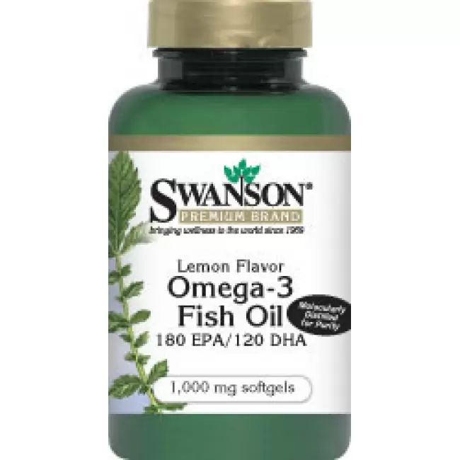 Swanson Omega-3 Fish Oil smak cytrynowy 150kaps - suplement diety