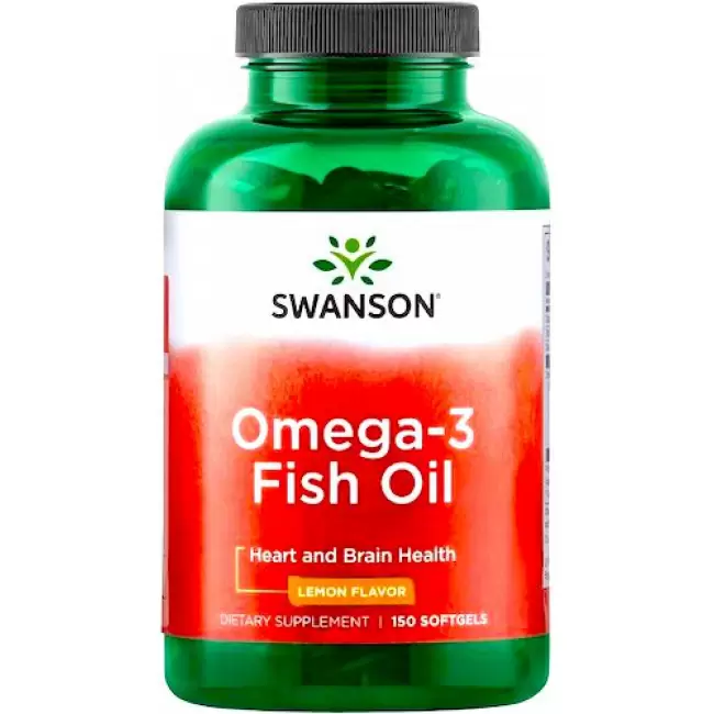 Swanson Omega-3 Fish Oil smak cytrynowy 150kaps - suplement diety