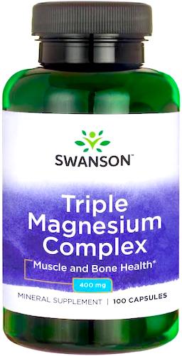 Swanson Triple Magnesium Complex 400mg 100kaps Magnez trzy formy - suplement diety