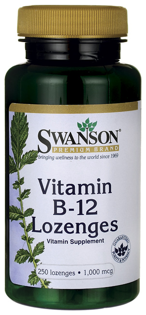 Swanson Witamina B-12 1000mcg 250tabs pod język z kwasem foliowym 400mcg B12 - suplement diety