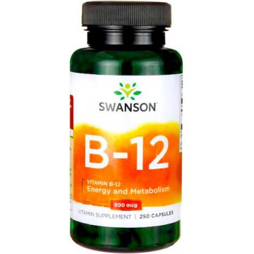 Swanson Witamina B-12 500mcg 250kaps B12 - suplement diety