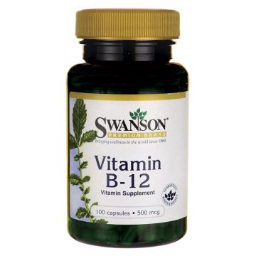 Swanson Witamina B-12 500mcg 100kaps B12 - suplement diety
