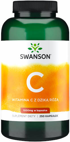 Swanson Witamina C 1000mg z dziką różą 250kaps Kwas L-askorbinowy - suplement diety Odporność