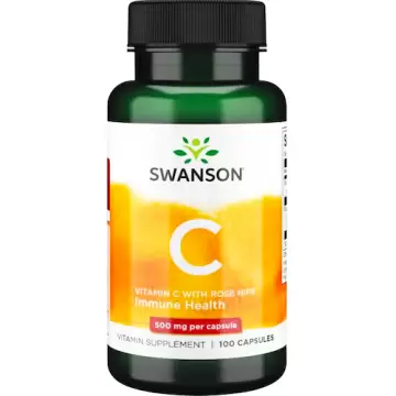 Swanson Witamina C z dziką różą 500mg 100kaps (kwas askorbinowy) - suplement diety