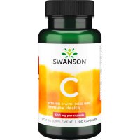 Swanson Witamina C z dziką różą 500mg 100kaps (kwas askorbinowy) - suplement diety