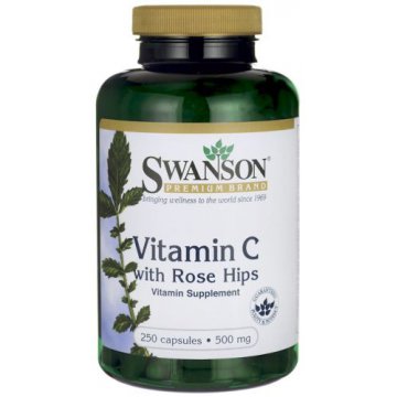 Swanson Witamina C z dziką różą 500mg 250kaps (kwas l-askorbinowy) - suplement diety