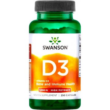 Swanson Witamina D-3 1000IU 250kaps D3 - suplement diety