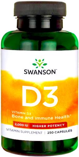 Swanson Witamina D-3 2000IU 250kaps D3 - suplement diety