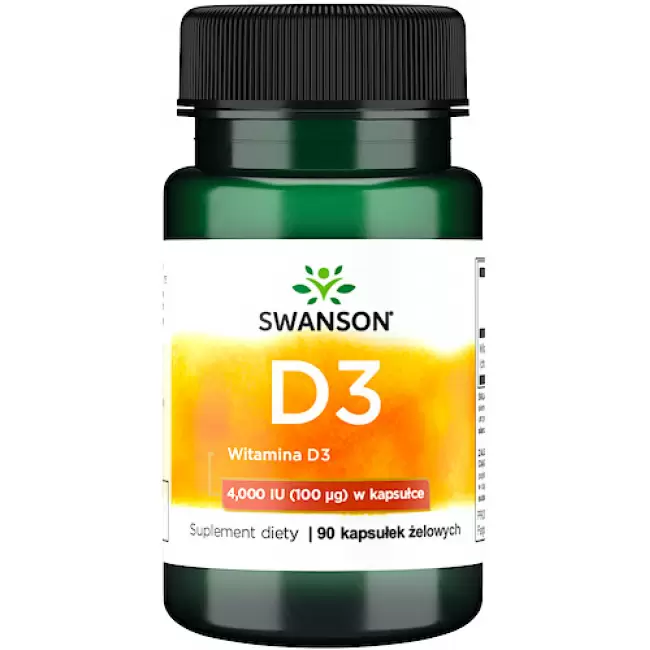 Swanson Witamina D-3 4000IU 90kaps D3 - suplement diety Odporność Stawy Kości