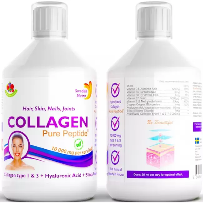 Swedish Nutra Collagen Kolagen 10.000mg 500ml - suplement diety Stawy Włosy Skóra Paznokcie