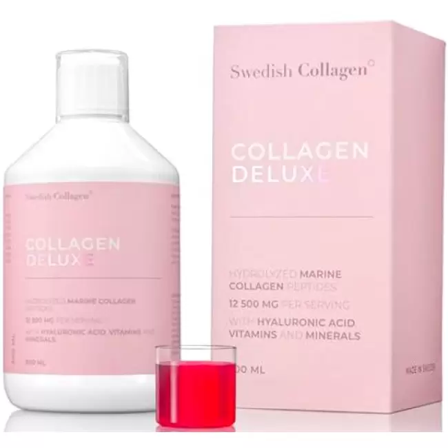 Swedish Nutra Kolagen Deluxe Marine peptydy 500ml 12500mg - suplement diety Rybi Morski Kwas Hialuronowy