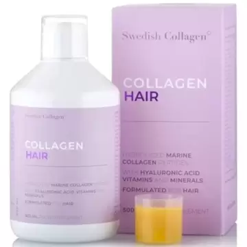 Swedish Nutra Kolagen Rybi Hair 500ml Mocne Włosy Kwas Hialuronowy Biotyna Cynk Selen Witamina C D A B