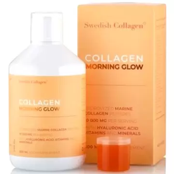 Swedish Nutra Kolagen Rybi 10.000mg Morning Glow 500ml Kwas Hialuronowy Witaminy Minerały Anti-Aging Skóra Włosy Energia