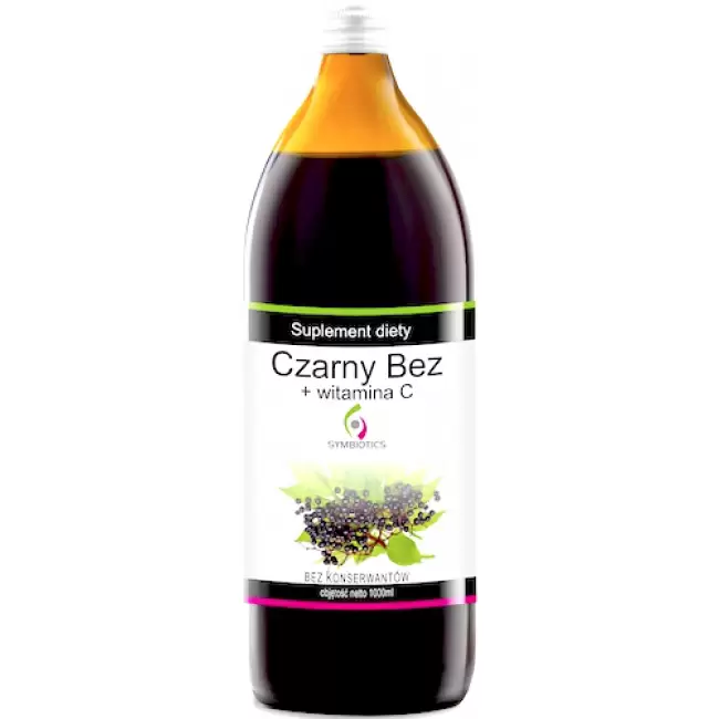 Symbiotics Sok z Czarnego Bzu 1000ml Czarny Bez naturalny bez konserwantów i cukru z vit.C  - suplement diety