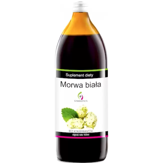 Symbiotics Sok z Morwy Białej 1000ml Morwa Biała naturalny bez konserwantów i cukru - suplement diety