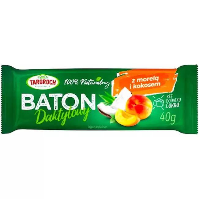 Targroch Baton Daktylowy z morelami i kokosem 40g bez cukru - suplement diety